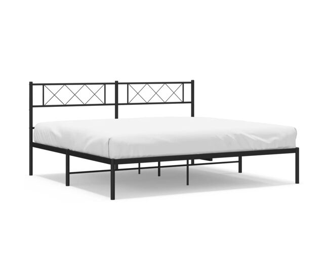 Estructura de cama con cabecero metal negro 193x203 cm con cabecero