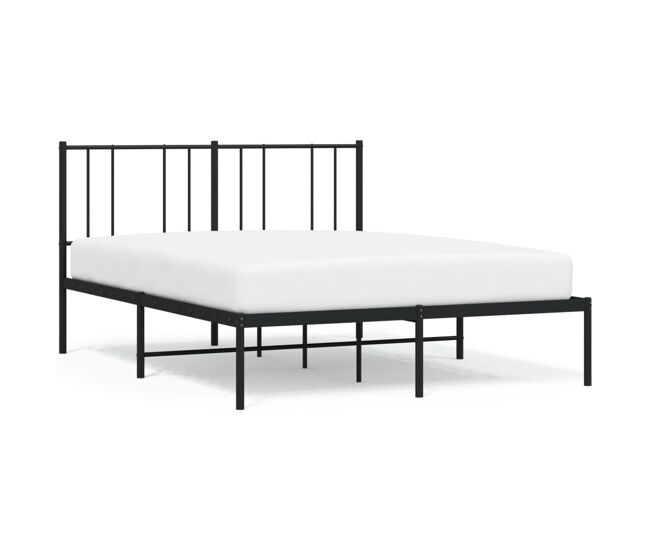 Estructura de cama con cabecero metal negro 120x200 cm con cabecero