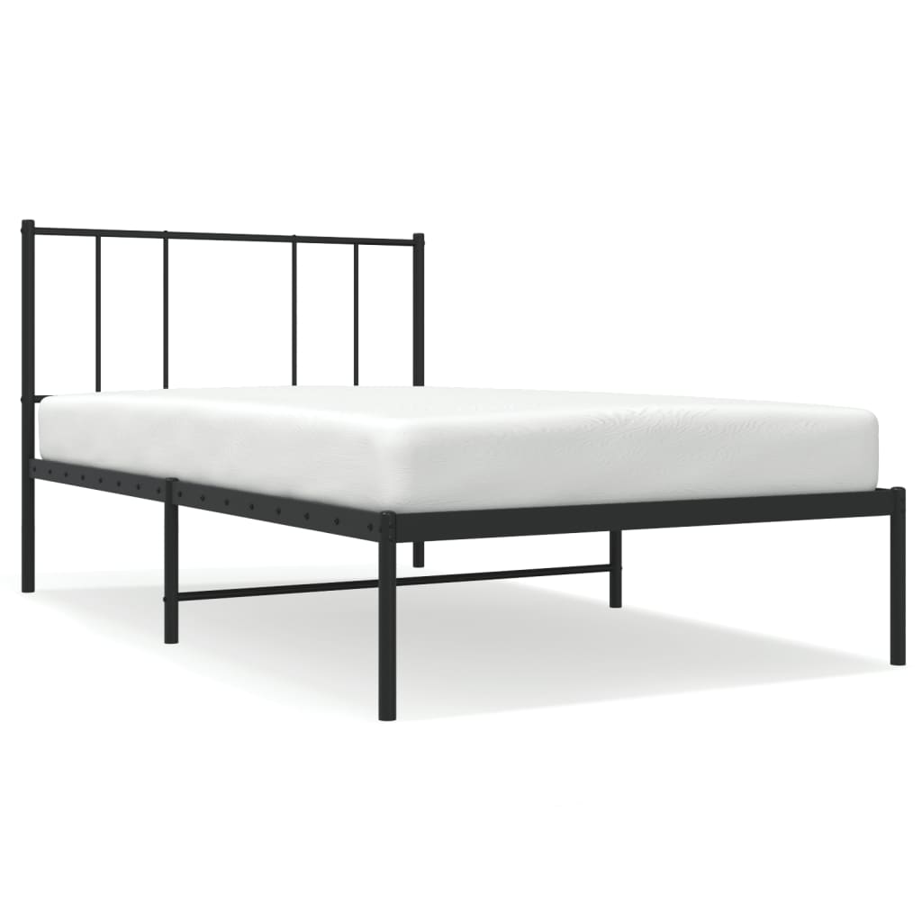 Estructura de cama con cabecero metal negro 100x200 cm con cabecero