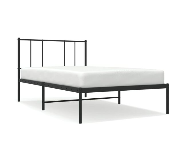 Estructura de cama con cabecero metal negro 100x200 cm con cabecero