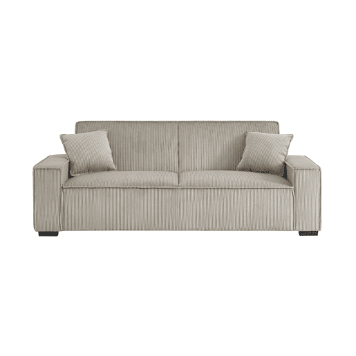 Sofá-cama em tecido veludo canelado grosso de 3 lugares, Feel veludo canelado, Beige, 231x96.5x80 cm