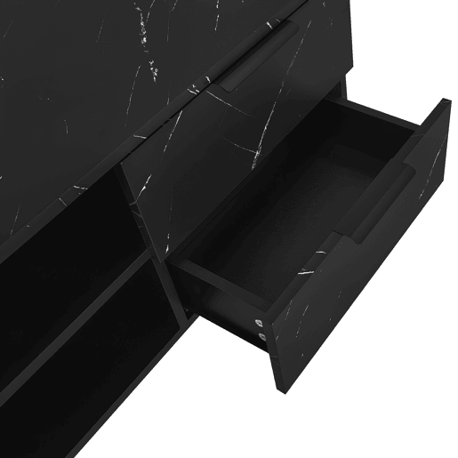 Móvel de TV 200cm de MDF com luz LED,2 portas,2 gavetas e 2 estantes,preto+madeira