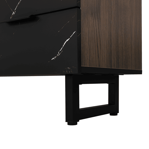 Móvel de TV 200cm de MDF com luz LED,2 portas,2 gavetas e 2 estantes,preto+madeira