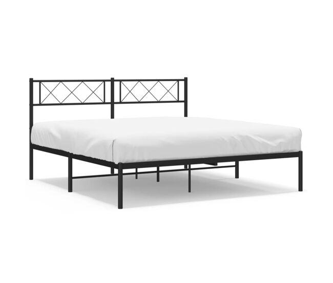 Estructura de cama con cabecero metal negro 160x200 cm con cabecero