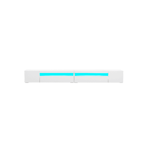 Móvel de TV 240cm de MDF com luz LED e 4 portas,branco Móvel de TV 240cm de MDF com luz LED e 4 portas,branco