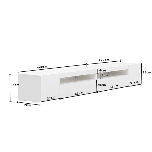 Móvel de TV 240cm de MDF com luz LED e 4 portas,branco Móvel de TV 240cm de MDF com luz LED e 4 portas,branco
