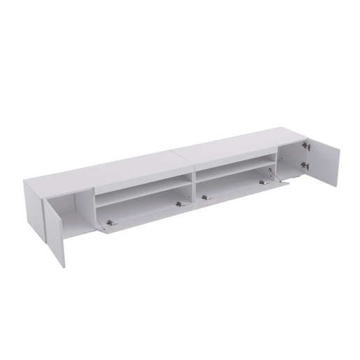 Móvel de TV 240cm de MDF com luz LED e 4 portas,branco Móvel de TV 240cm de MDF com luz LED e 4 portas,branco