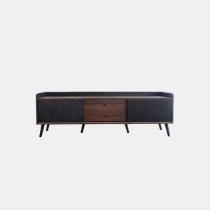 Móvel de TV 160cm de painel de partículas com 2 portas corrediças e 2 gavetas,preto