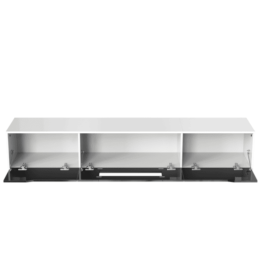 Móvel de TV 180cm de painel de partículas com luz lED e portas giratórias,branco+preto