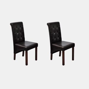 Cadeiras para jantar de couro castanho estilo vintage 2 peças