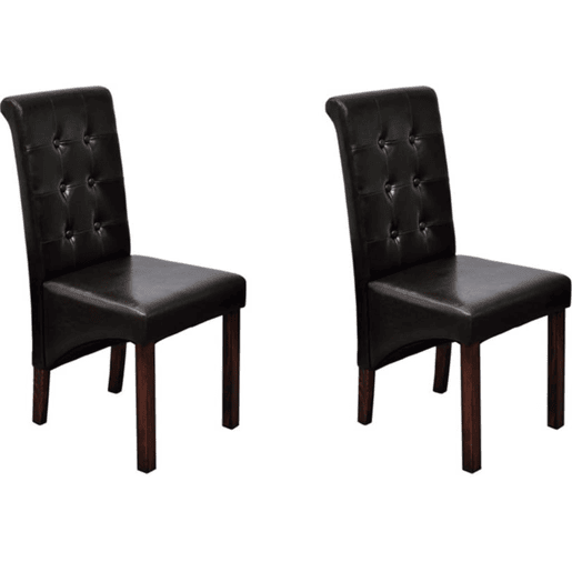 vidaXL Cadeiras de jantar 2 pcs couro artificial castanho vidaXL Cadeiras de jantar 2 pcs couro artificial castanho