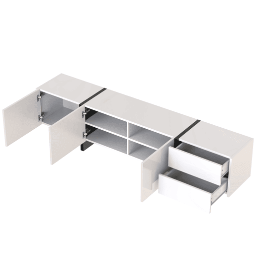 Móvel de TV 190cm de painel de partículas com 3 portas e 2 gavetas,branco