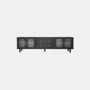 Móvel de TV 177cm de painel de partículas com 4 portas e 2 gavetas,preto