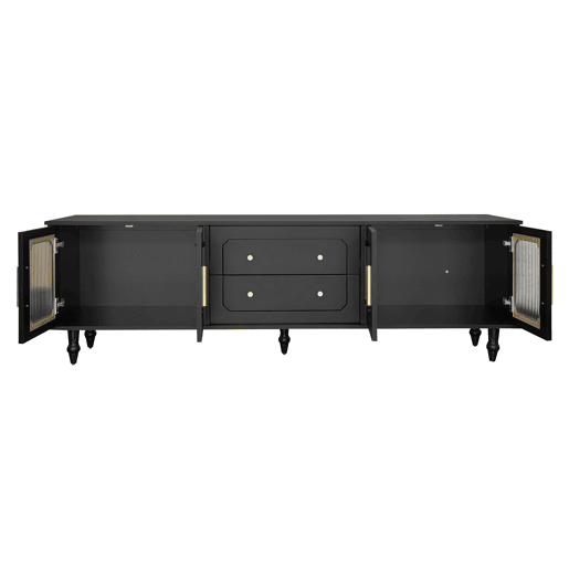 Móvel de TV 177cm de painel de partículas com 4 portas e 2 gavetas,preto
