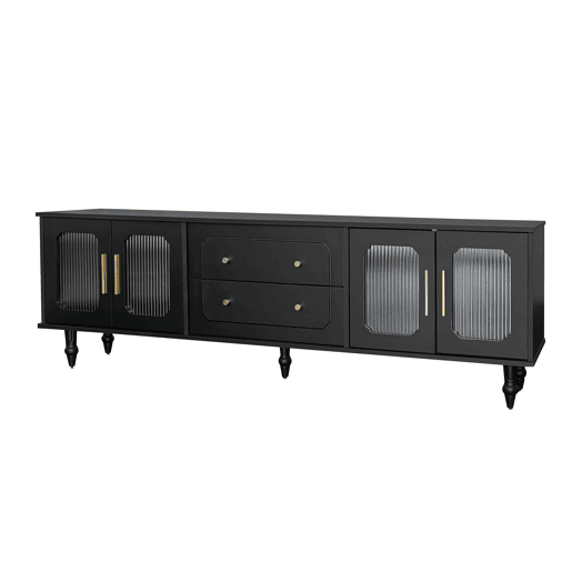 Móvel de TV 177cm de painel de partículas com 4 portas e 2 gavetas,preto