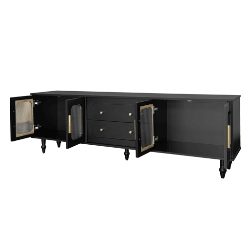 Móvel de TV 177cm de painel de partículas com 4 portas e 2 gavetas,preto