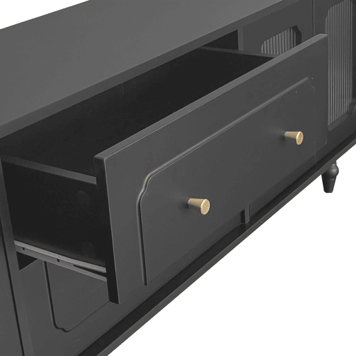 Móvel de TV 177cm de painel de partículas com 4 portas e 2 gavetas,preto
