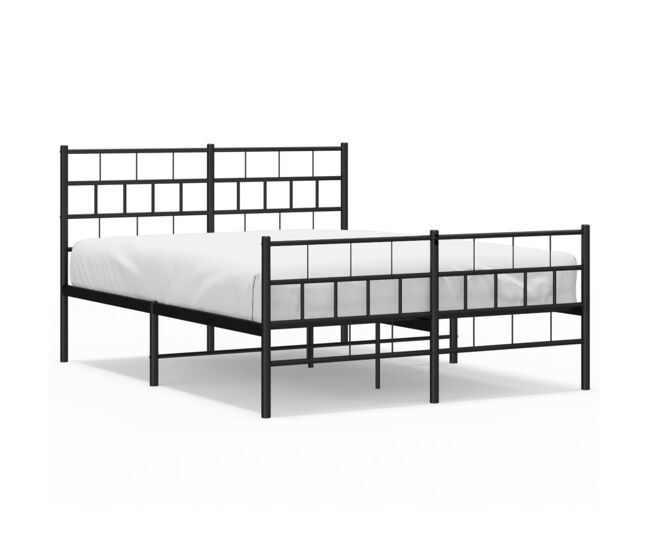 Estructura de cama cabecero y pie de cama metal negro 135x190cm con cabecero y pie de cama