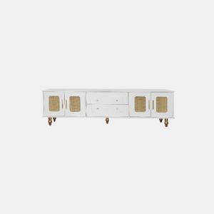 Móvel de TV 177cm de painel de partículas com 4 portas e 2 gavetas,branco