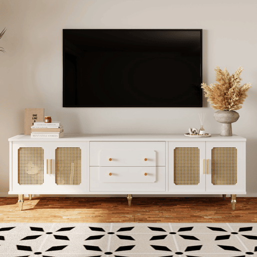 Móvel de TV 177cm de painel de partículas com 4 portas e 2 gavetas,branco