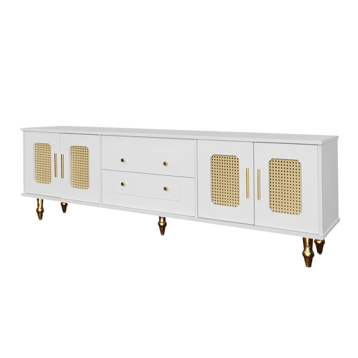 Móvel de TV 177cm de painel de partículas com 4 portas e 2 gavetas,branco