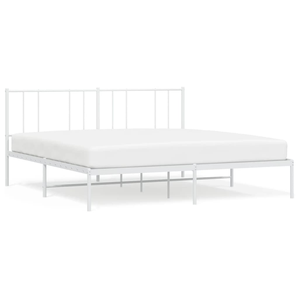 estructura de cama de metal con cabecero blanco 180x200 cm con cabecero
