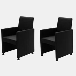 vidaXL Cadeiras de jantar 2 pcs couro artificial preto