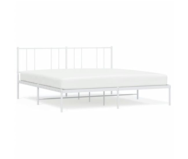 Estructura de cama con cabecero metal blanca 200x200 cm con cabecero
