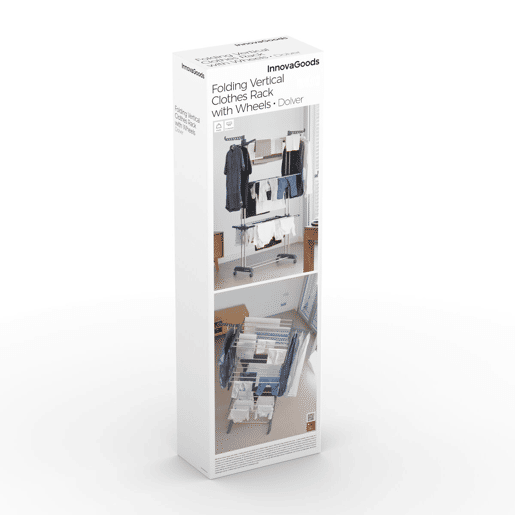 Estendal Dobrável Vertical com Rodas Dolver InnovaGoods 24 Barras