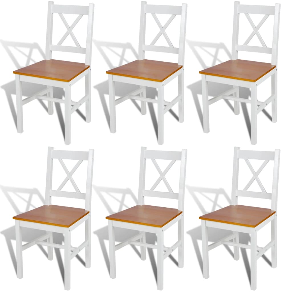 Vidaxl sillas de comedor 6 unidades madera de pino blanco