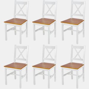 vidaXL Cadeiras de jantar 6 pcs madeira de pinho branco