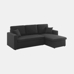 Sofá-cama de canto conversível de 3 lugares , Ida, Preto, 219x84x68 cm