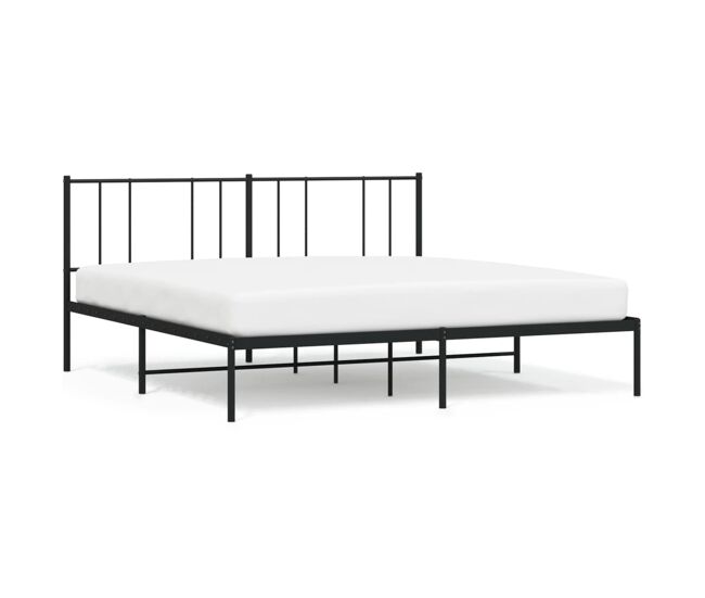 Estructura de cama con cabecero metal negro 193x203 cm con cabecero