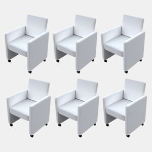 vidaXL Cadeiras de jantar 6 pcs couro artificial branco