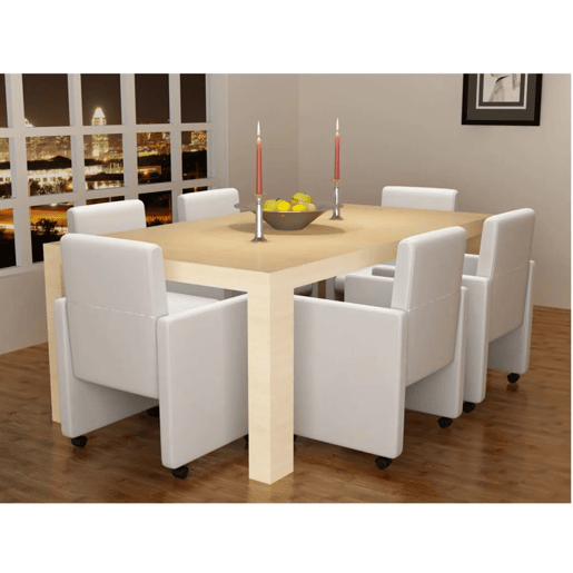 vidaXL Cadeiras de jantar 6 pcs couro artificial branco vidaXL Cadeiras de jantar 6 pcs couro artificial branco