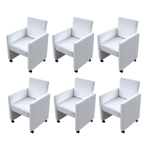 vidaXL Cadeiras de jantar 6 pcs couro artificial branco vidaXL Cadeiras de jantar 6 pcs couro artificial branco
