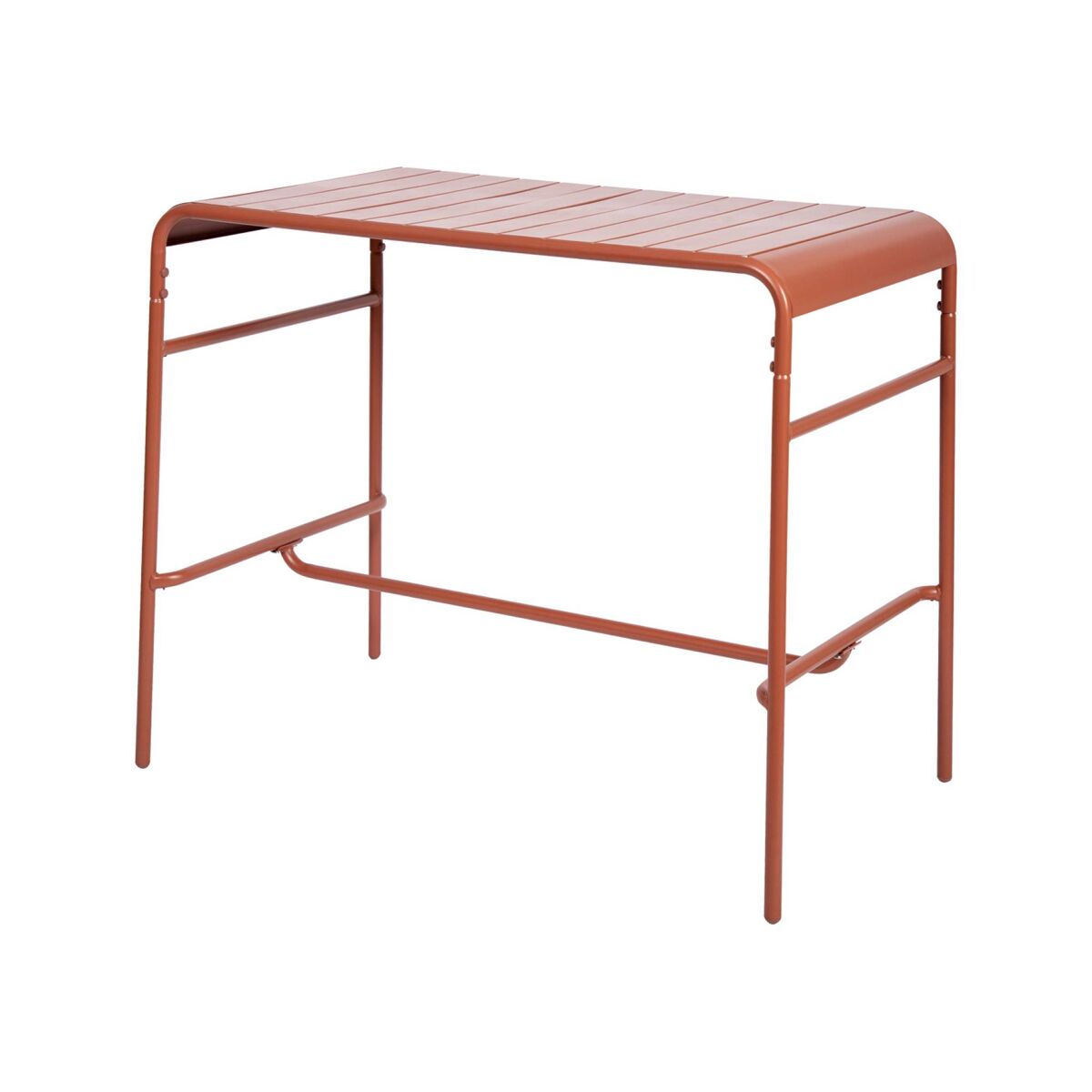 Mesa alta de jardín bistró de acero, 4 plazas, 120cm, amelia, terracotta, 120x70x95 cm