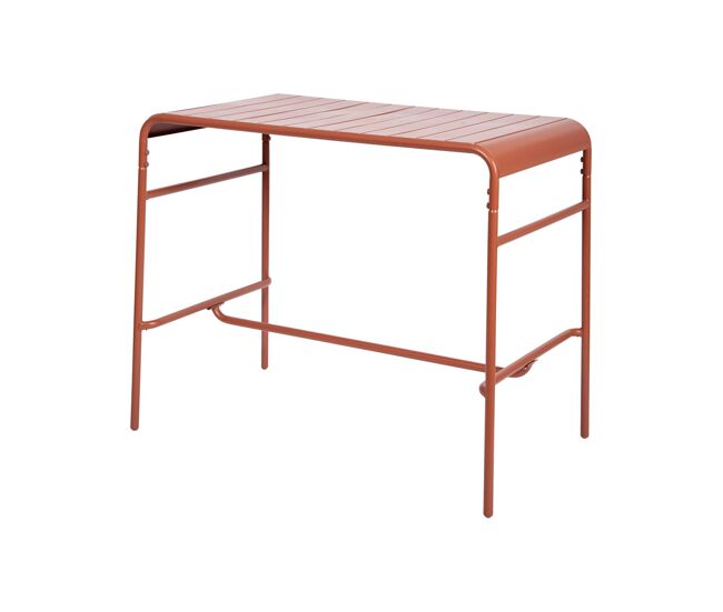 Mesa alta de jardín bistró de acero, 4 plazas, 120cm, amelia, terracotta, 120x70x95 cm