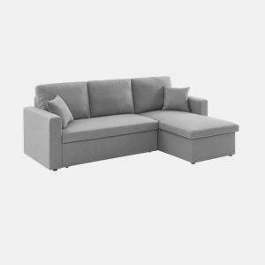 Sofá-cama de canto conversível de 3 lugares , Ida, Cinza Claro, 219x84x68 cm