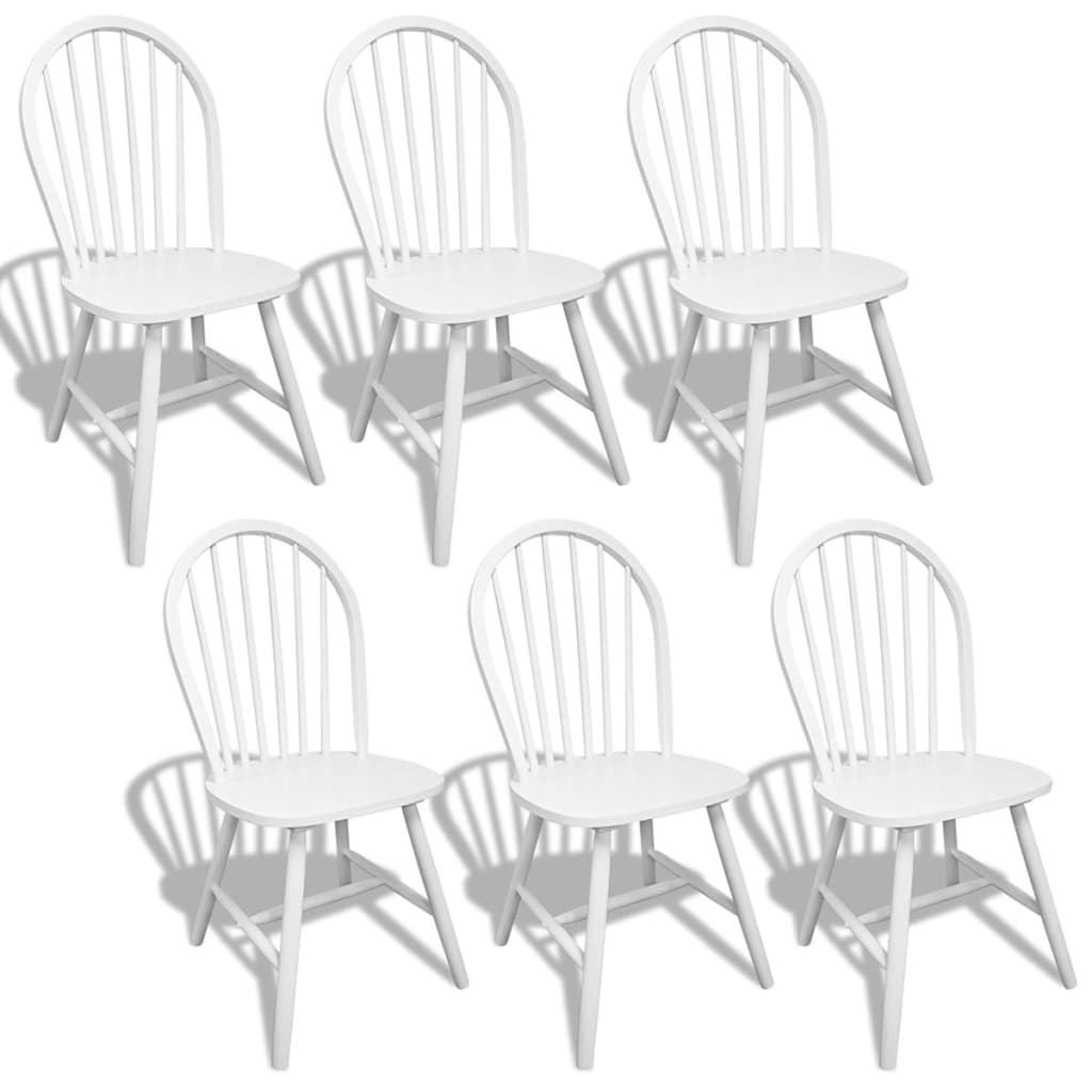 Vidaxl sillas de comedor 6 unidades madera maciza de caucho blanco