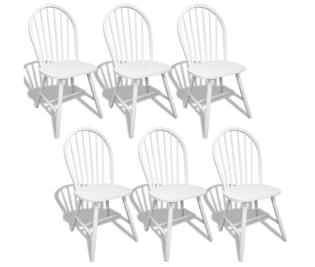 Vidaxl sillas de comedor 6 unidades madera maciza de caucho blanco