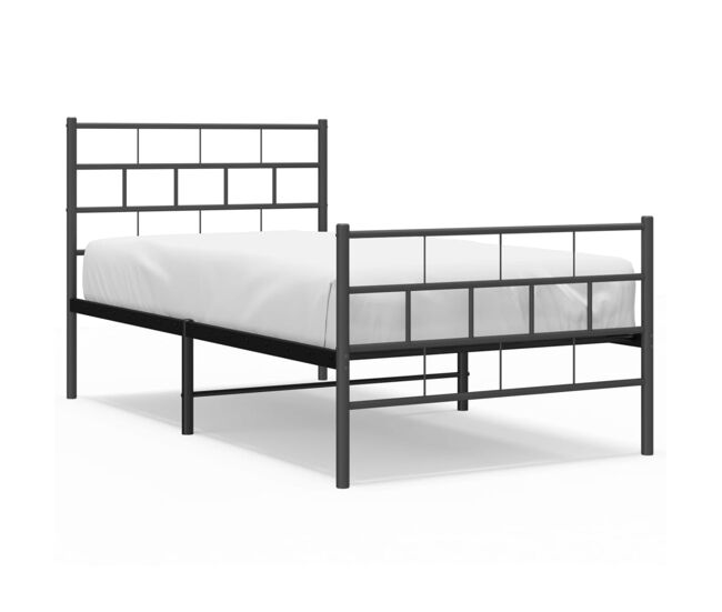 Estructura de cama con cabecero y estribo metal negro 100x200cm con cabecero y pie de cama