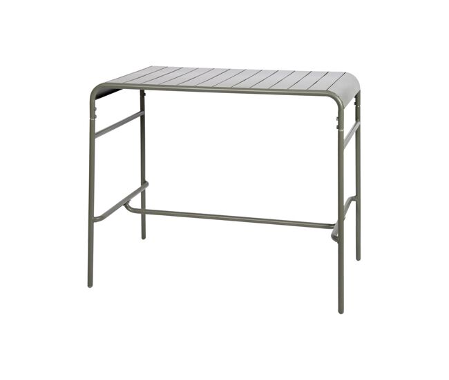 Mesa alta de jardín bistró de acero, 4 plazas, 120cm, amelia, verde kaki, 120x70x95 cm