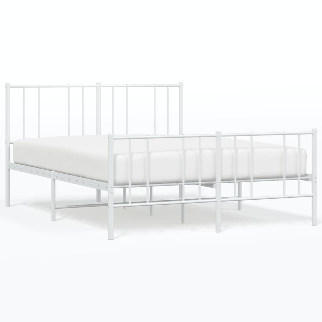 estructura cama metal con cabecero y estribo blanco 160x200 cm con cabecero y pie de cama