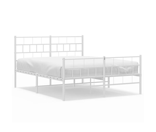 Estructura cama metal con cabecero y estribo blanco 120x200 cm con cabecero y pie de cama