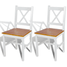 Cadeiras de jantar, 2 peças em madeira, cor natural e branco