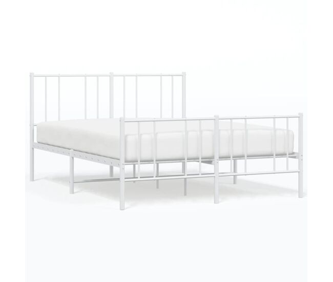 Estructura cama metal con cabecero y estribo blanco 120x200 cm con cabecero y pie de cama