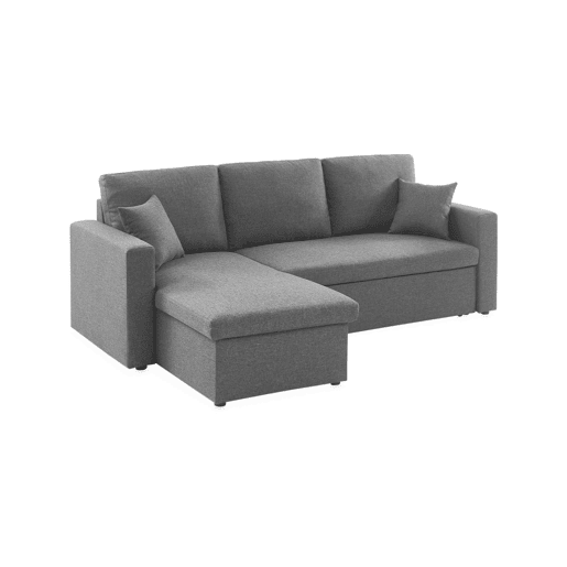 Sofá-cama de canto conversível de 3 lugares , Ida, Cinza, 219x84x68 cm