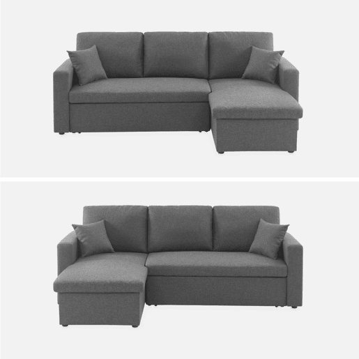 Sofá-cama de canto conversível de 3 lugares , Ida, Cinza, 219x84x68 cm
