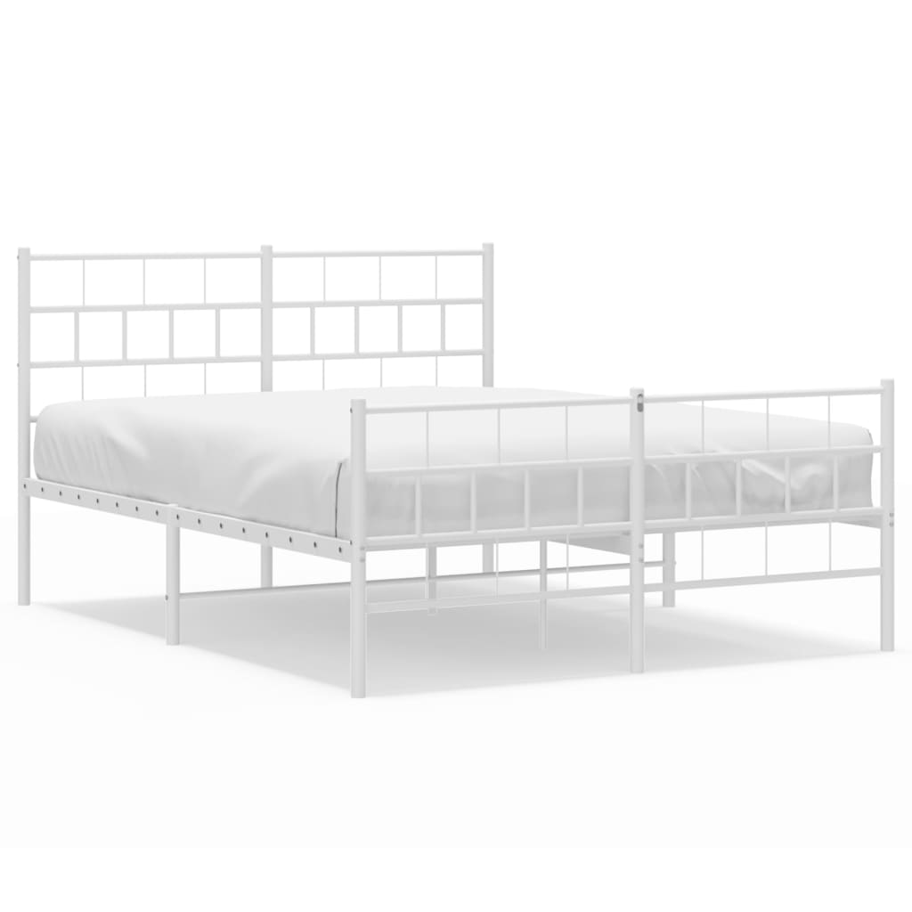 estructura cama metal con cabecero y estribo blanco 160x200 cm con cabecero y pie de cama